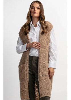 Kamizelka z niefarbowanej wełny alpaki F1882 mocca ze sklepu intimiti.pl w kategorii Swetry damskie - zdjęcie 187903932