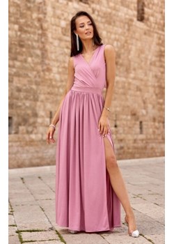 Wieczorowa długa sukienka pudrowa Roco 0224 ze sklepu intimiti.pl w kategorii Sukienki - zdjęcie 187904303