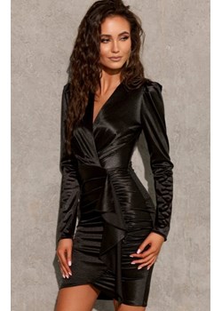 Roco satynowa mini sukienka z falbaną czarna ze sklepu intimiti.pl w kategorii Sukienki - zdjęcie 187904443