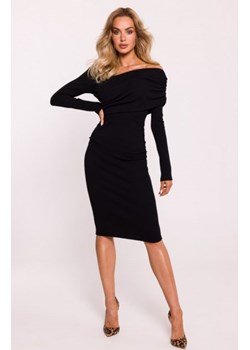 Moe prążkowana sukienka midi czarna M820 ze sklepu intimiti.pl w kategorii Sukienki - zdjęcie 187904544