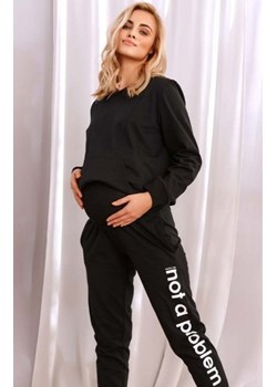 Dresowe spodnie ciążowe czarne SPO.4238 ze sklepu intimiti.pl w kategorii Bielizna ciążowa - zdjęcie 187904822