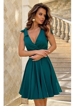 Wizytowa sukienka z kokardkami butelkowa 2209-13 ze sklepu intimiti.pl w kategorii Sukienki - zdjęcie 187905013