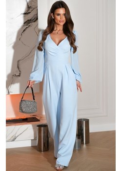 Błękitny kombinezon z tiulowymi rękawami 301-08 ze sklepu intimiti.pl w kategorii Kombinezony damskie - zdjęcie 187905092