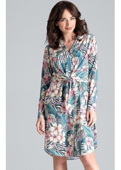 Wzorzysta sukienka z wiązaniem w pasie L031 ze sklepu intimiti.pl w kategorii Sukienki - zdjęcie 187905121