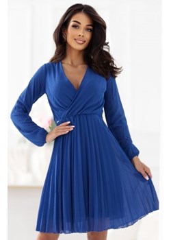 Numoco 313-18 ISABELLE elegancka plisowana sukienka z dekoltem i długim rękawkiem ze sklepu intimiti.pl w kategorii Sukienki - zdjęcie 187905132