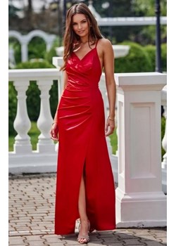 Roco 0445 satynowa długa sukienka czerwona ze sklepu intimiti.pl w kategorii Sukienki - zdjęcie 187905242