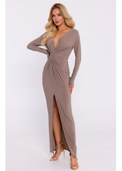 Moe suknia z elastycznej dzianiny z przeplotem beżowa M840 ze sklepu intimiti.pl w kategorii Sukienki - zdjęcie 187905571