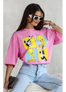 T-shirt damski Tweety kwadraty różowy ze sklepu intimiti.pl w kategorii Bluzki damskie - zdjęcie 187905644