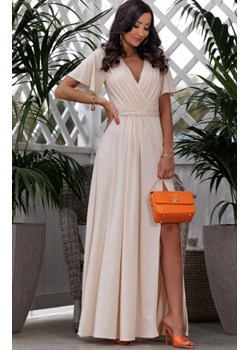 Brokatowa maxi sukienka Bella beżowa ze sklepu intimiti.pl w kategorii Sukienki - zdjęcie 187906154