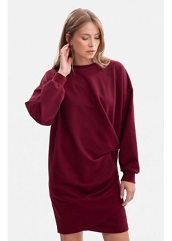 Bewear B298 sukienka dzianinowa z zakładkami bordowa ze sklepu intimiti.pl w kategorii Sukienki - zdjęcie 187906174