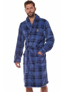 Hero Long 2455 Navy szlafrok męski w kratę ze sklepu intimiti.pl w kategorii Szlafroki męskie - zdjęcie 187906183