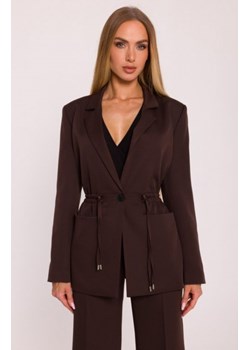 Moe marynarka marszczona w talii brązowa M873 ze sklepu intimiti.pl w kategorii Marynarki damskie - zdjęcie 187906813