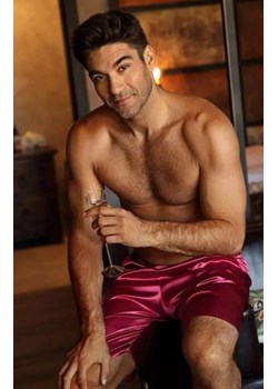 Dkaren Zeus satynowe spodenki męskie bordowe ze sklepu intimiti.pl w kategorii Piżamy męskie - zdjęcie 187906893