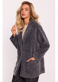 Moe krótki płaszcz z włosem szary melanż M808 ze sklepu intimiti.pl w kategorii Płaszcze damskie - zdjęcie 187907002