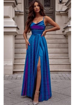 Duet Valeria maxi sukienka z wiązaniem połysk lux turkus ze sklepu intimiti.pl w kategorii Sukienki - zdjęcie 187907140