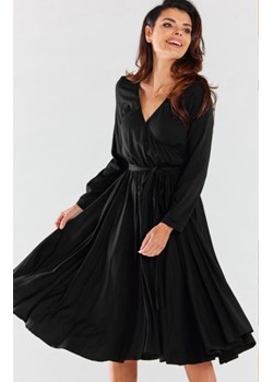 Awama rozkloszowana midi sukienka czarna A471 ze sklepu intimiti.pl w kategorii Sukienki - zdjęcie 187907284
