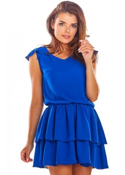 Rozkloszowana mini sukienka chabrowa A291 ze sklepu intimiti.pl w kategorii Sukienki - zdjęcie 187907511