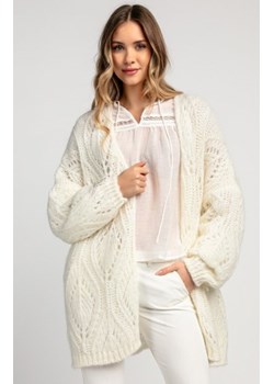 Fobya F1974 ażurowy oversizowy kardigan damski ecru ze sklepu intimiti.pl w kategorii Swetry damskie - zdjęcie 187907543