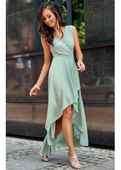 Szyfonowa sukienka z asymetrycznym przodem 0294 miętowa ze sklepu intimiti.pl w kategorii Sukienki - zdjęcie 187907544