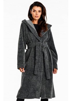 Awama A682 płaszcz damski z kapturem grafitowy ze sklepu intimiti.pl w kategorii Płaszcze damskie - zdjęcie 187907550