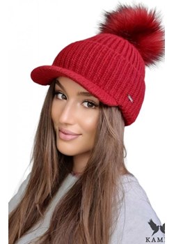 Kamea Amarylis czapka z daszkiem i pomponem czerwona ze sklepu intimiti.pl w kategorii Czapki zimowe damskie - zdjęcie 187907613
