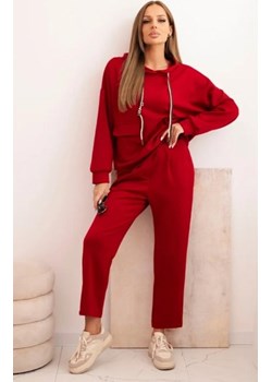 Dresowy komplet damski masełko bluza z kapturem i spodniami bordowy ze sklepu intimiti.pl w kategorii Dresy damskie - zdjęcie 187907812