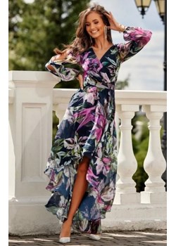 Asymetryczna maxi sukienka szyfonowa w fioletowe kwiaty ze sklepu intimiti.pl w kategorii Sukienki - zdjęcie 187907823