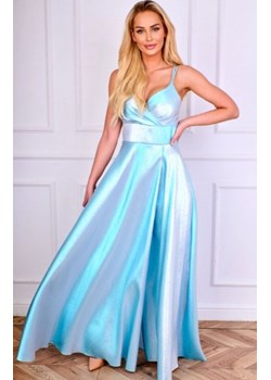 Duet Żakard błyszcząca długa sukienka błękitna ze sklepu intimiti.pl w kategorii Sukienki - zdjęcie 187908020