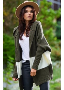 Oversizowy sweter z kapturem khaki A392 ze sklepu intimiti.pl w kategorii Swetry damskie - zdjęcie 187908082