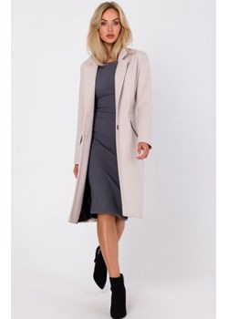 Moe M758 klasyczny płaszcz damski beżowy ze sklepu intimiti.pl w kategorii Płaszcze damskie - zdjęcie 187908244