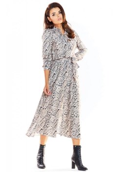 Koszulowa długa sukienka A324 szary print ze sklepu intimiti.pl w kategorii Sukienki - zdjęcie 187908311