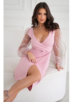 Bicotone mini sukienka z cekinowymi rękawami brudny róż ze sklepu intimiti.pl w kategorii Sukienki - zdjęcie 187908392