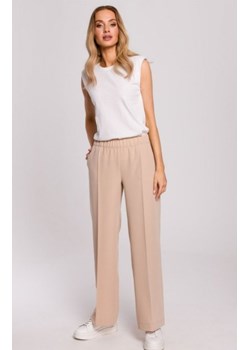 Szerokie spodnie damskie plazzo beżowe M570 ze sklepu intimiti.pl w kategorii Spodnie damskie - zdjęcie 187908552