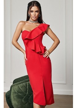 Koktajlowa midi sukienka z falbaną 255-02 ze sklepu intimiti.pl w kategorii Sukienki - zdjęcie 187908812