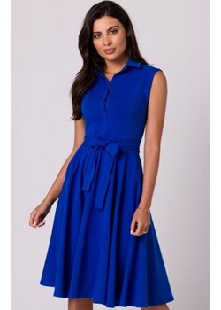 Bewear B261 rozkloszowana bawełniana sukienka chabrowa ze sklepu intimiti.pl w kategorii Sukienki - zdjęcie 187909081