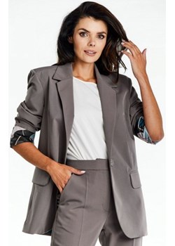Awama A676 marynarka o luźnym kroju szaro-brązowy ze sklepu intimiti.pl w kategorii Marynarki damskie - zdjęcie 187909083