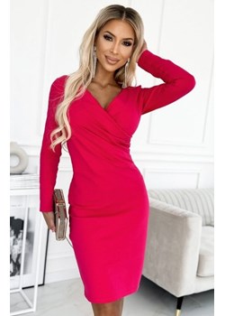 Numoco 398-4 elegancka bawełniana sukienka z kopertowym dekoltem i długim rękawkiem ze sklepu intimiti.pl w kategorii Sukienki - zdjęcie 187909173