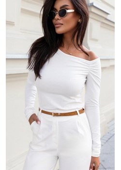 Ivon Milan dopasowana bluzka z marszczeniem ecru ze sklepu intimiti.pl w kategorii Bluzki damskie - zdjęcie 187909233