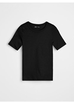 Sinsay - Bawełniana koszulka basic - czarny ze sklepu Sinsay w kategorii Bluzki damskie - zdjęcie 187910221