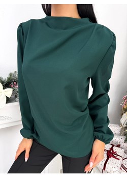 Ciemnozielona Elegancka Bluzka ze Stójką ze sklepu ModnaKiecka.pl w kategorii Bluzki damskie - zdjęcie 187910700