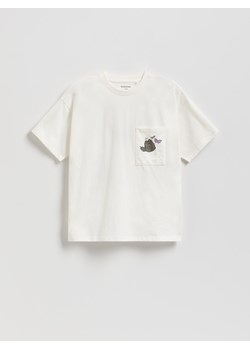 Reserved - Bawełniany t-shirt Pusheen - złamana biel ze sklepu Reserved w kategorii Bluzki dziewczęce - zdjęcie 187910822