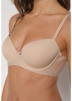 Beżowy Gładki Biustonosz o Klasycznym Fasonie Amanei ze sklepu renee.pl w kategorii Biustonosze - zdjęcie 187912434