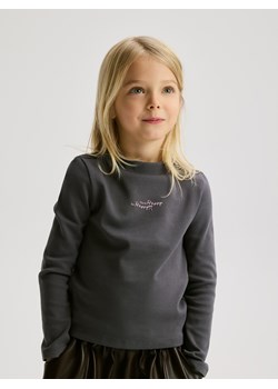 Reserved - Bawełniana bluzka z haftem - ciemnoszary ze sklepu Reserved w kategorii Bluzki dziewczęce - zdjęcie 187912542