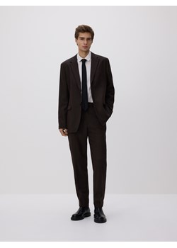 Reserved - Spodnie garniturowe z wełną - brązowy ze sklepu Reserved w kategorii Spodnie męskie - zdjęcie 187912581