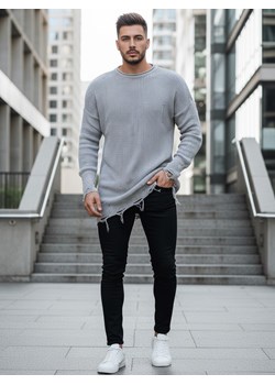 Sweter męski jasnoszary Dstreet WX1963 ze sklepu DSTREET.PL w kategorii Swetry męskie - zdjęcie 187912773