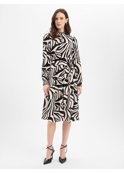 More & More Damska sukienka midi Kobiety Sztuczne włókno beżowy wzorzysty ze sklepu vangraaf w kategorii Sukienki - zdjęcie 187912800