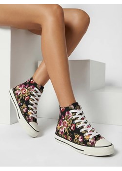 Trampki Damskie Flora Czarno-Kwiatowe Tkaninowe na Lato ze sklepu royalfashion.pl w kategorii Trampki damskie - zdjęcie 187913221