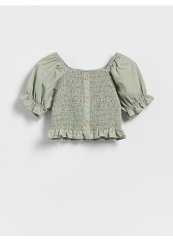 Reserved - Krótka bluzka hiszpanka - oliwkowy ze sklepu Reserved w kategorii Bluzki dziewczęce - zdjęcie 187913441