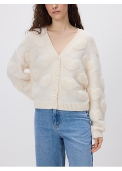 Reserved - Kardigan ze strukturalnym wzorem - kremowy ze sklepu Reserved w kategorii Swetry damskie - zdjęcie 187913470