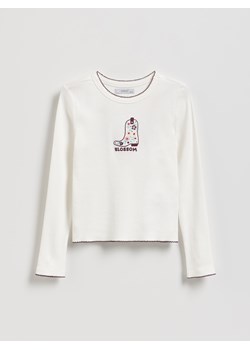 Reserved - Koszulka z haftem - złamana biel ze sklepu Reserved w kategorii Bluzki dziewczęce - zdjęcie 187913482